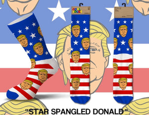 COOL SOCKS Brand Men’s TRUMP Socks STAR SPANGLED DONALD - Novelty Socks for Less
