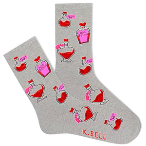 K. BELL Brand Ladies LOVE POTION Socks VALENTINE’S DAY - Novelty Socks for Less