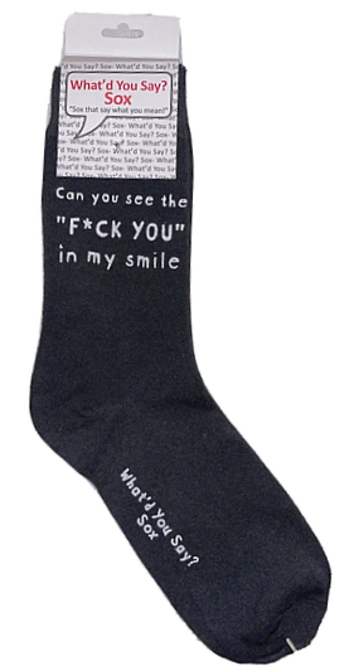 WHAT’D YOU SAY? Brand Unisex ‘Can You See The F*ck You In My Smile’ Socks