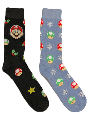 SUPER MARIO Men’s 2 Pair Of CHRISTMAS Socks With TOAD - Novelty Socks for Less