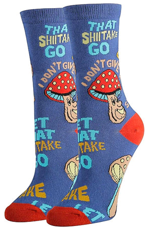 OOOH YEAH Brand Ladies SHITTAKE Socks ‘LET THAT SHIITAKE GO’ - Novelty Socks for Less