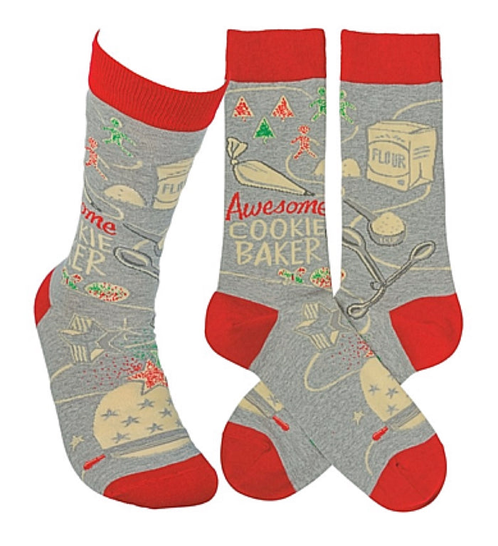 PRIMITIVES BY KATHY Unisex CHRISTMAS Socks AWESOME COOKIE BAKER