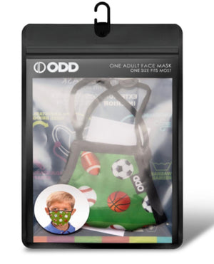 ODD SOX Brand Kids Unisex SPORTS Pattern Face Mask Cover - Novelty Socks for Less