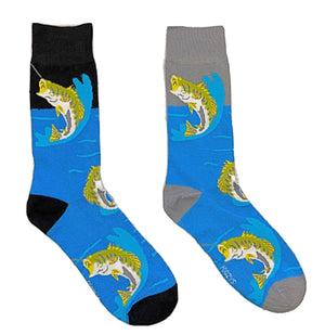 FOOZYS BRAND MEN’S 2 PAIR OF BASS FISHING SOCKS - Novelty Socks for Less