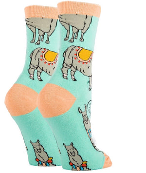 OOOH YEAH Brand LADIES LLAMA Novelty Crew Socks - Novelty Socks for Less