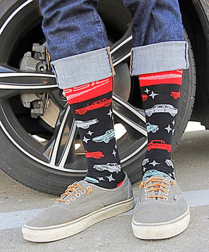 FOOT TRAFFIC BRAND MEN’S VINTAGE CARS SOCKS - Novelty Socks for Less