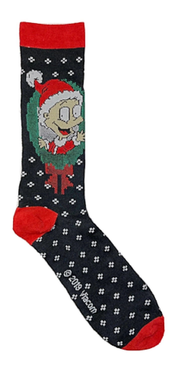 RUGRATS Mens CHRISTMAS Socks TOMMY PICKLES IN SANTA HAT