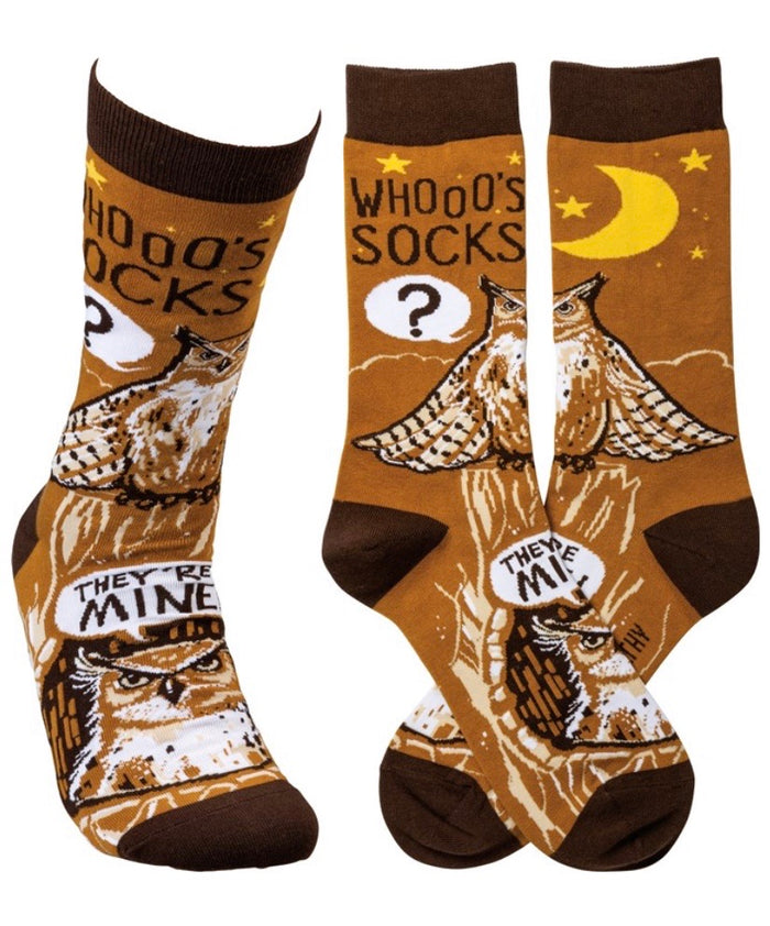 PRIMITIVES BY KATHY Unisex ‘WHOOOS SOCKS’ With OWL 'THEY'RE MINE'