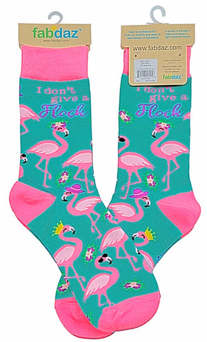 FABDAZ Brand Ladies PINK FLAMINGOS Socks ‘I DON’T GIVE A FLOCK’ - Novelty Socks for Less