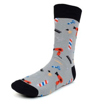 Parquet Brand Men’s Socks WITH BARBER SHOP PATTERN - Novelty Socks for Less