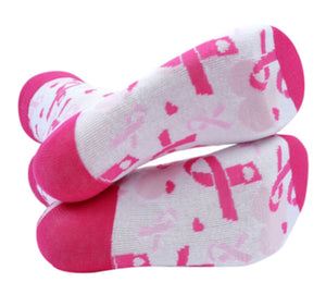 PARQUET Brand Ladies PINK BREAST CANCER RIBBON AWARENESS Socks - Novelty Socks for Less