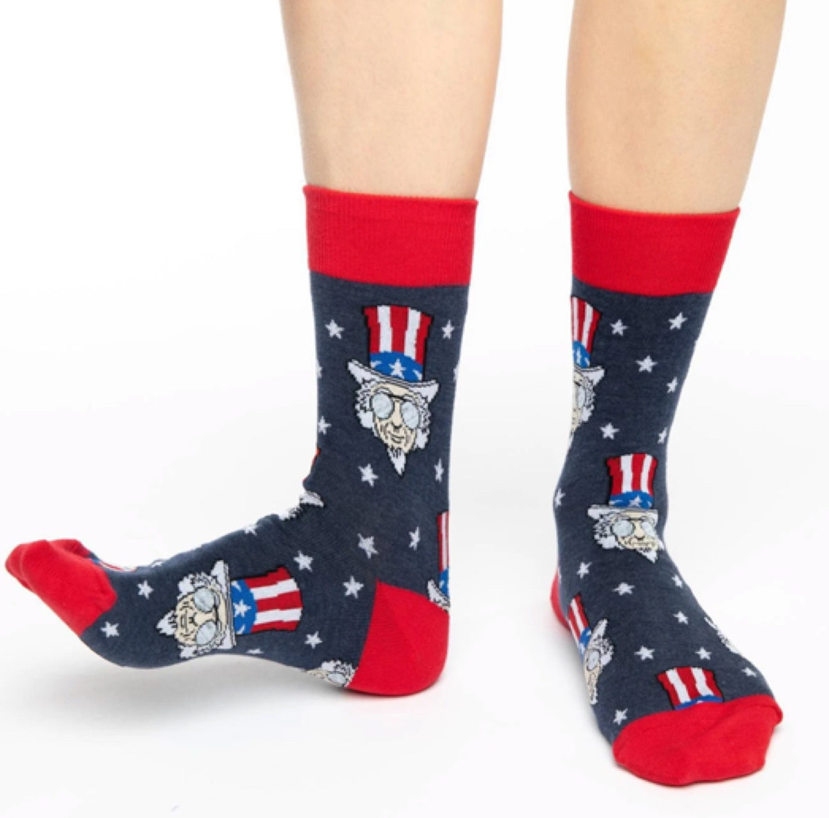 GOOD LUCK SOCK Brand Ladies COOL UNCLE SAM PATRIOTIC Socks - Novelty Socks for Less