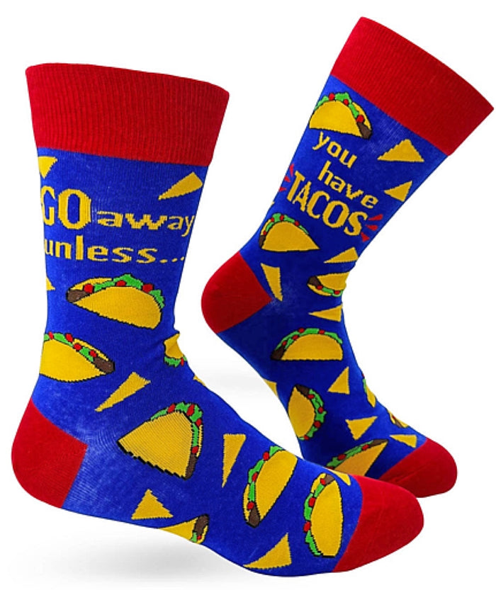 FABDAZ BRAND MEN’S GO AWAY UNLESS YOU HAVE TACOS SOCKS