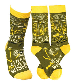 PRIMITIVES BY KATHY Unisex 'SOME SEE WEEDS, OTHERS SEE WISHES' Socks - Novelty Socks for Less