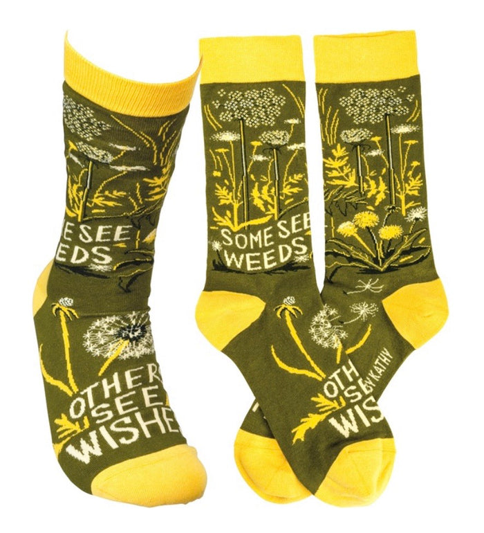 PRIMITIVES BY KATHY Unisex 'SOME SEE WEEDS, OTHERS SEE WISHES' Socks