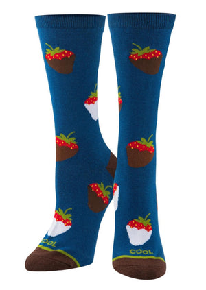 COOL SOCKS Brand Ladies CHOCOLATE COVERED STRAWBERRIES Socks - Novelty Socks for Less