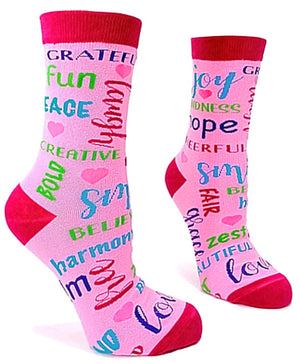 FABDAZ Brand Ladies POSITIVE WORDS Socks - Novelty Socks for Less