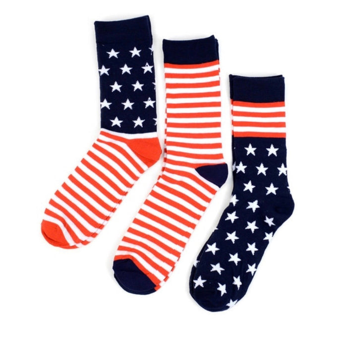 PARQUET Brand Men's 3 Pair Of AMERICAN FLAG Socks