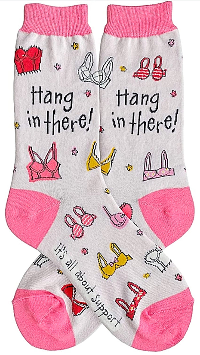 FOOT TRAFFIC Brand Ladies BRAS Socks ‘HANG IN THERE’ SOCKS