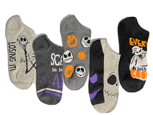 DISNEY THE NIGHTMARE BEFORE CHRISTMAS Ladies 5 Pair No Show - Novelty Socks for Less