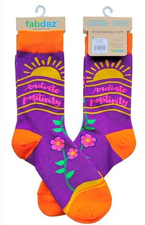 FABDAZ Brand Ladies RADIATE POSITIVITY Socks - Novelty Socks for Less