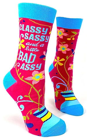 FABDAZ Brand Ladies CLASSY SASSY And A LITTLE BAD ASSY Socks - Novelty Socks for Less
