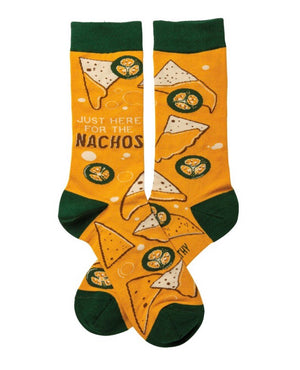 Primitives by Kathy Unisex Socks ‘JUST HERE FOR THE NACHOS’ - Novelty Socks for Less