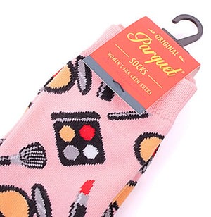 PARQUET Brand Ladies MAKE UP, LIPSTICK & NAIL POLISH Socks - Novelty Socks for Less