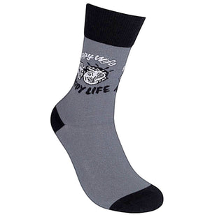 FUNATIC Brand Unisex Socks ‘HAPPY WIFE HAPPY LIFE’ - Novelty Socks for Less