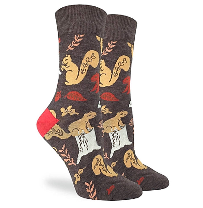 SQUIRREL Ladies Autumn SOCKS WITH ACORNS & LEAVES GOOD LUCK SOCK Brand