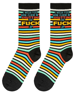 COOL SOCKS BRAND LADIES ‘I WISH YOU WERE FLUENT IN SHUTTING THE FUCK UP SOCKS’ - Novelty Socks for Less