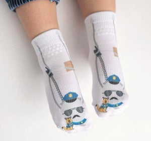 SQUID SOCKS Brand Unisex INFANT/TODDLER 3 Pair Of STAY ON Socks ‘CHASE COLLECTION’ - Novelty Socks for Less