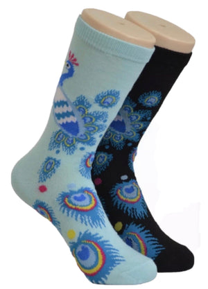 FOOZYS BRAND Ladies 2 Pair PEACOCK Socks - Novelty Socks for Less