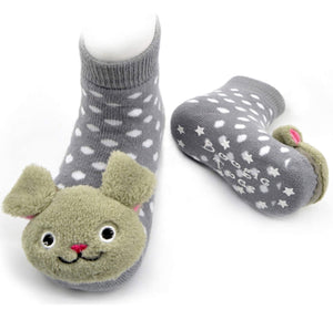 BOOGIE TOES Unisex Baby BUNNY RABBIT Rattle GRIPPER BOTTOM Socks By PIERO LIVENTI - Novelty Socks for Less
