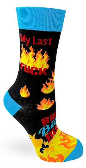 FABDAZ BRAND LADIES ‘MY LAST FUCK’ SOCKS 'OH LOOK IT'S ON FIRE' - Novelty Socks for Less