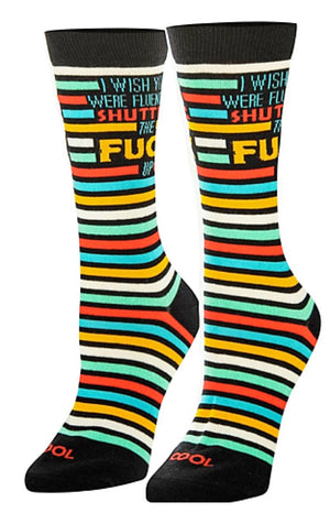 COOL SOCKS BRAND LADIES ‘I WISH YOU WERE FLUENT IN SHUTTING THE FUCK UP SOCKS’ - Novelty Socks for Less