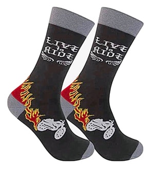 FUNATIC Brand MOTORCYCLE ‘LIVE TO RIDE’ 'RIDE TO LI Socks - Novelty Socks for Less