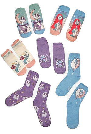 DISNEY THE NIGHTMARE BEFORE CHRISTMAS LADIES 6 Pair Of Socks Gift Set - Novelty Socks for Less