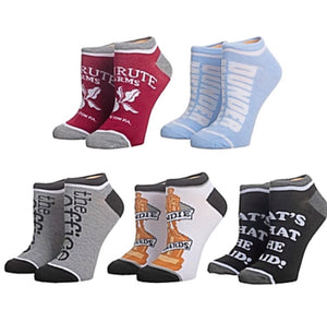 THE OFFICE LADIES 5 Pair Ankle Socks DUNDIE AWARD, THAT’S WHAT SHE SAID, BIOWORLD BRAND - Novelty Socks for Less