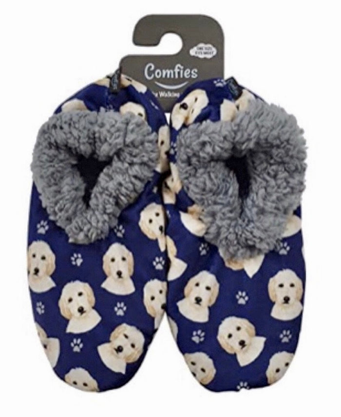COMFIES BRAND Ladies GOLDENDOODLE DOG Non-Skid Slippers