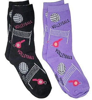 FOOZYS BRAND Ladies 2 Pair VOLLEYBALL Socks - Novelty Socks for Less