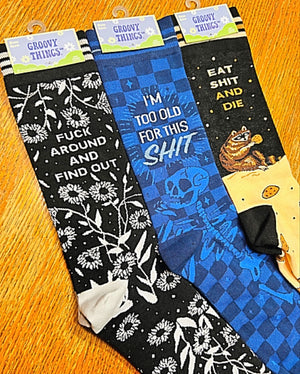 GROOVY THINGS Brand Men’s FUCK AROUND & FIND OUT Socks - Novelty Socks for Less