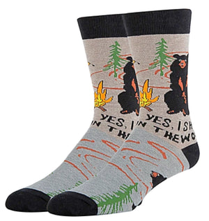 OOOH YEAH Brand Men’s BEAR NEEDS Socks ‘YES I SHIT IN THE WOODS’ - Novelty Socks for Less