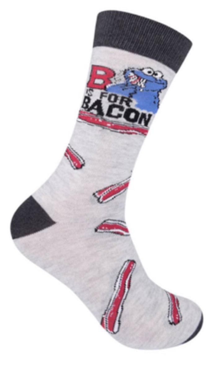 SESAME STREET Mens COOKIE MONSTER Socks 'B IS FOR BACON'