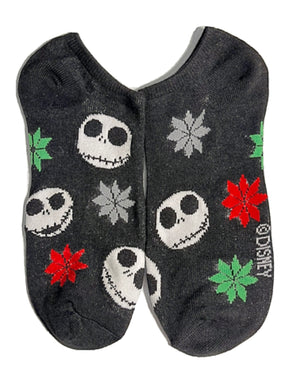 DISNEY THE NIGHTMARE BEFORE CHRISTMAS Ladies 5 Pair Of No Show Socks SANTA JACK & SALLY - Novelty Socks for Less