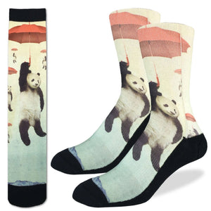 GOOD LUCK SOCK Brand Men’s PANDA BEAR STORM Active Fit Socks - Novelty Socks for Less
