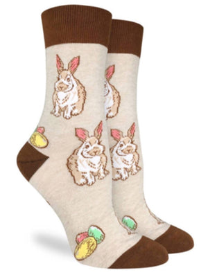 GOOD LUCK SOCK Brand Ladies BUNNY RABBIT & EASTER EGGS - Novelty Socks for Less