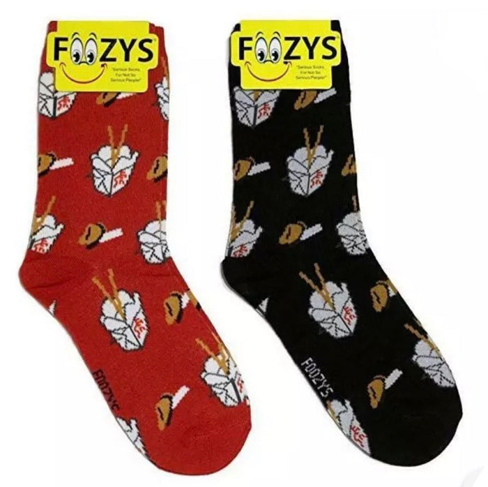 FOOZYS Brand LADIES 2 Pair Of CHINESE FOOD TAKEOUT Socks FORTUNE COOKIES