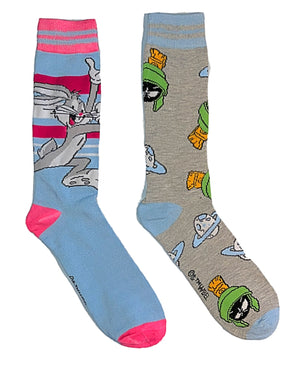 LOONEY TUNES Men’s 2 Pair Of Socks BUGS BUNNY & MARVIN - Novelty Socks for Less