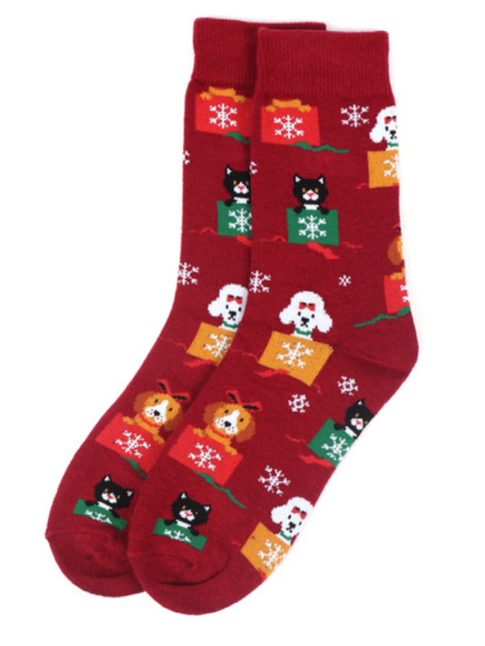 PARQUET BRAND Ladies CHRISTMAS CATS & DOGS Socks